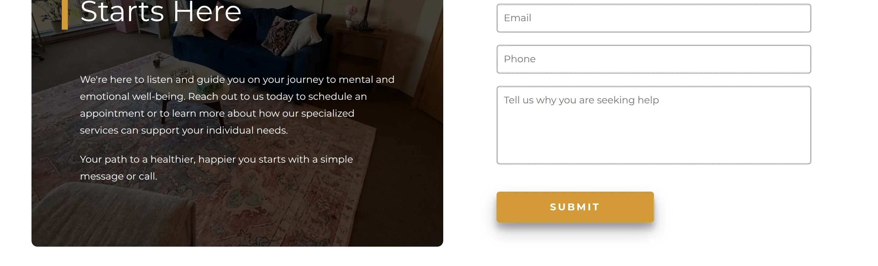 Contact form on a counseling practice website