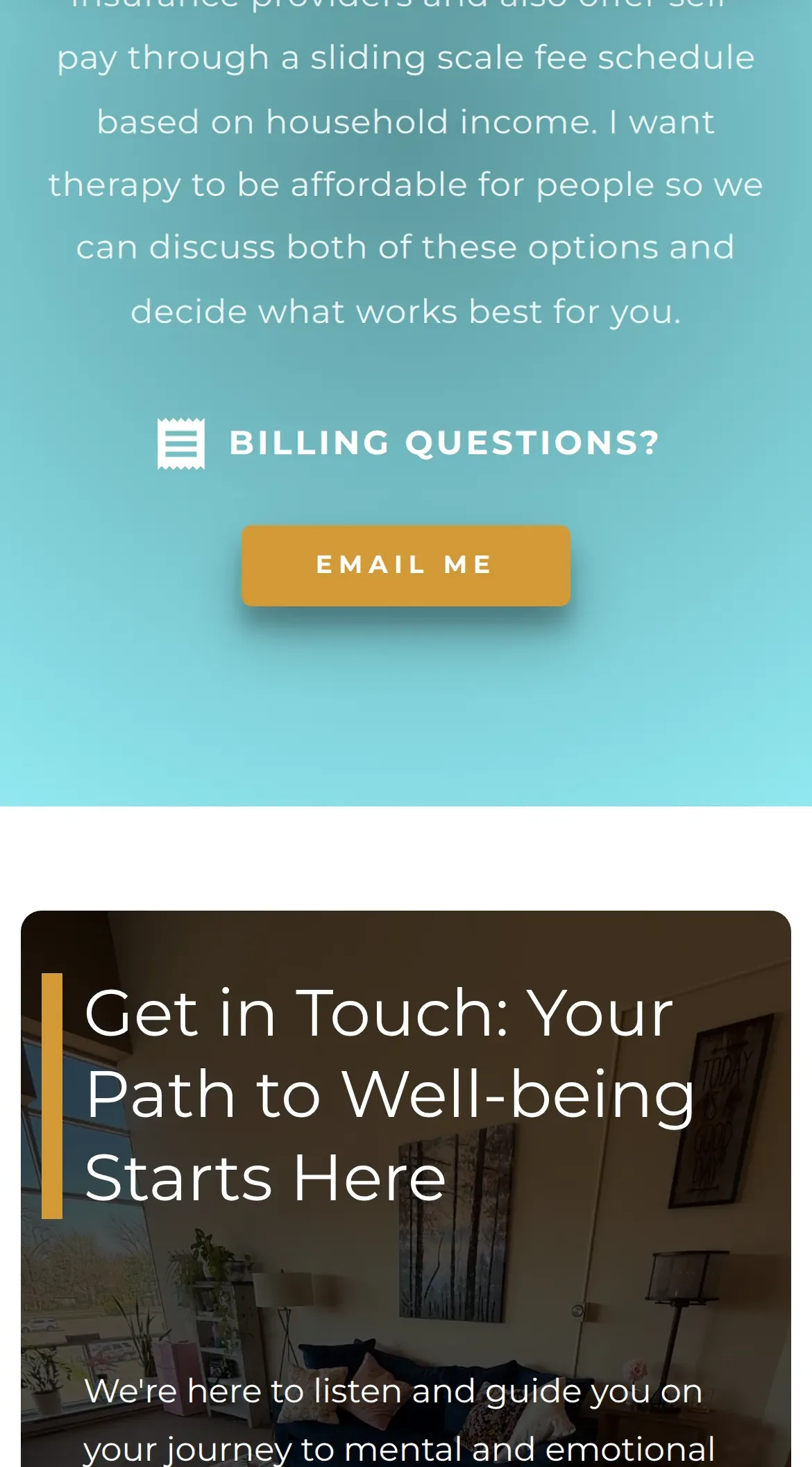 Billing and the contact section on a phone